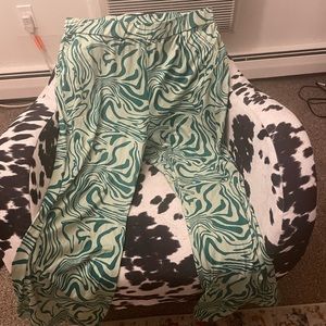Funky green flare pants